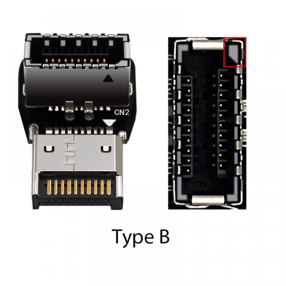 (Type B) 10G 90 Degree Elbow Usb 3.1 Front Panel Socket Type-E Converter For Motherboard 413590901280