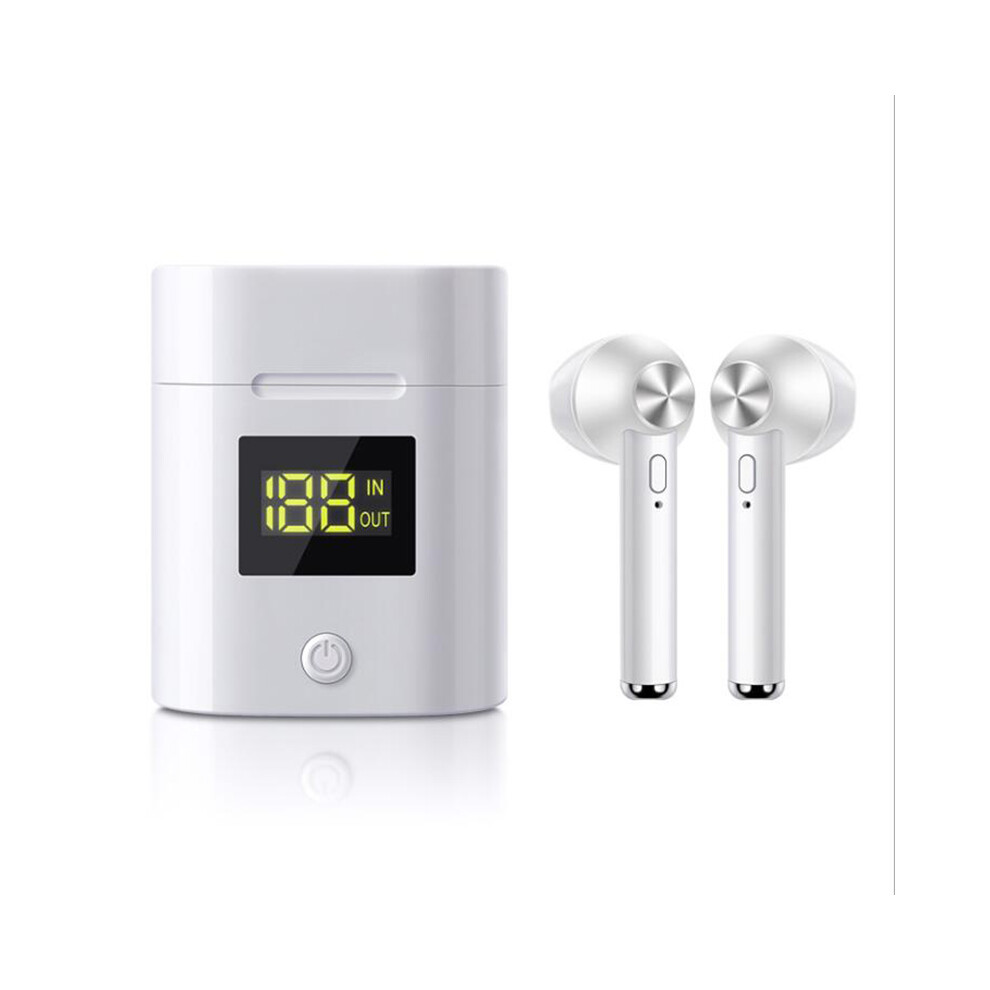 (White) Tws Wireless Bluetooth 5.0 Headset Stereo Noise Cancelling Earbuds Sweatproof White 413590906261