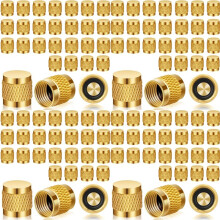 1/4inch Flare Cap, Round Brass HVAC Locking Caps, W/Neoprene O-Ring Seal AC Service HVAC Valve Caps, (100 Pcs) A