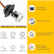 (1pcs) 3/4" Marker Lights LED Truck Trailer Round Side Bullet Light Amber Red 12-24V