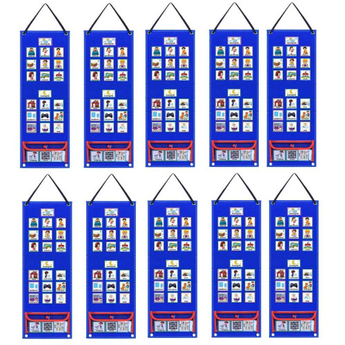 10X Visual Schedule for Kids Daily Routine Chart with 700 Cards Calendar Pocket Autism Learning Behavioral Tool
