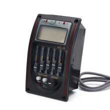 (Red trim) LC-5 5 Bands Acoustic Guitar Pickup EQ Preamp LCD Tuner Piezo Pickup Equalizer System