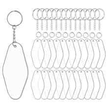 60 Sets Acrylic Blank Key Tag Kit Including 60 Motel Hotel Shape Acrylic Sheets, 60 Keychain Rings, and 60 Jump Rings
