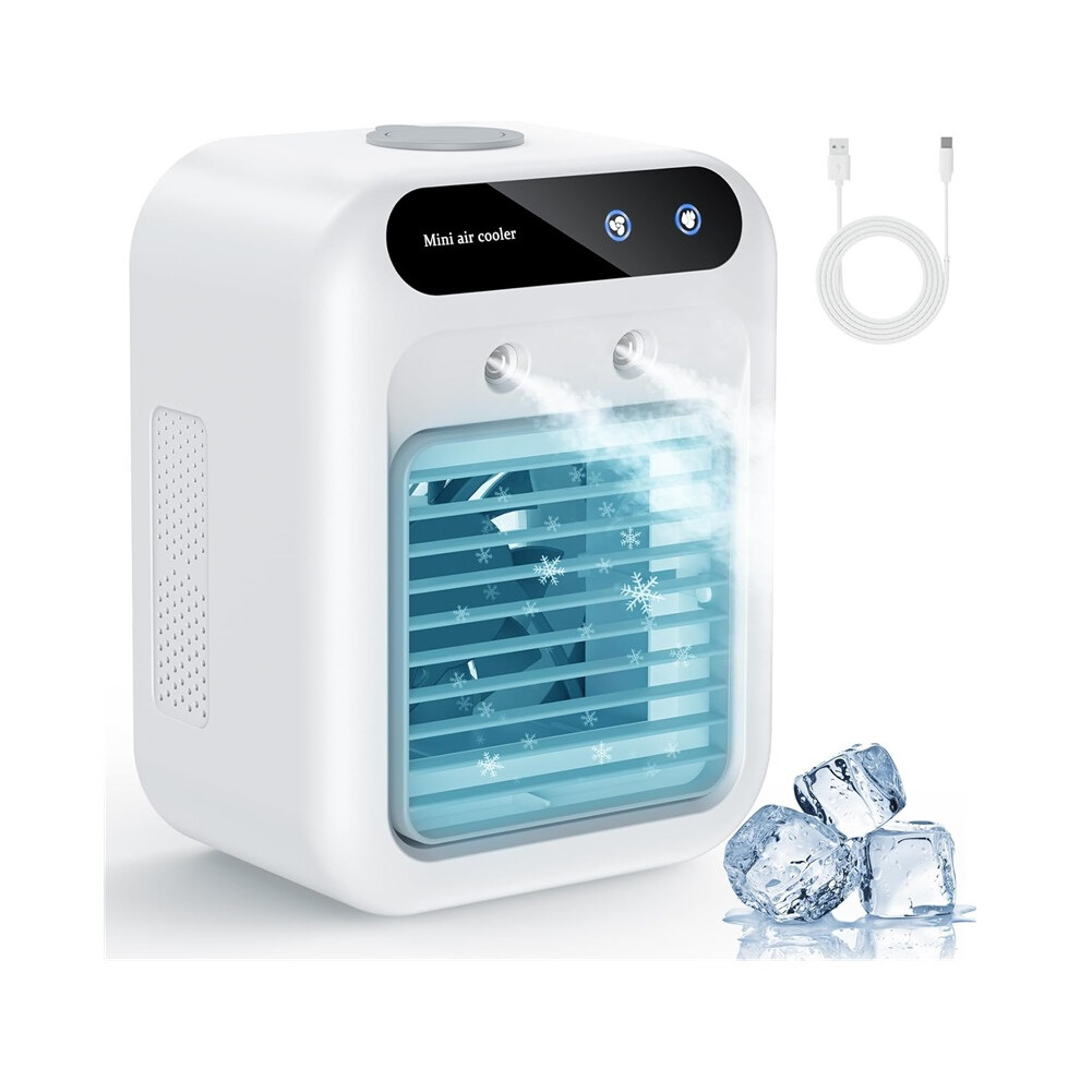 Mini Air Cooler With Humidifier Usb Rechargeable Desk Fan White 8589416311495