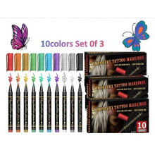 (30, 30COLORS) 10 colors Body Art Marker Pen Body Art Pens Quick-Drying Body Art Pen Marking Skin Design Body Art,Set of 3