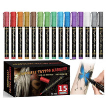 (15, 15COLORS) 10 colors Body Art Marker Pen Body Art Pens Quick-Drying Body Art Pen Marking Skin Design Body Art,Set of 3