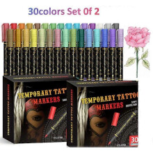 (60, 30COLORS) 10 colors Body Art Marker Pen Body Art Pens Quick-Drying Body Art Pen Marking Skin Design Body Art,Set of 3