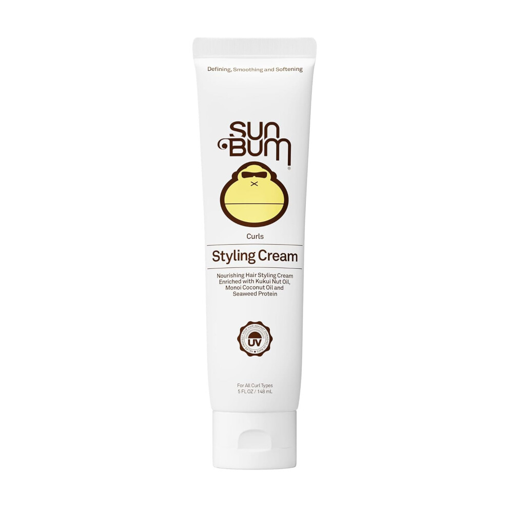 Photos - Hair Styling Product Sun Bum Curls and Waves Styling Cream - Lightweight Formula for Wavy and Curly Hair - Nourishing Kukui Nut and Coconut Oil 