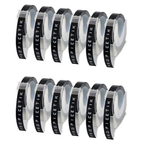 12 Pcs Label Tape Compatible with  Embossing Label Tape for  Label Maker 1880  E-101 9mm X