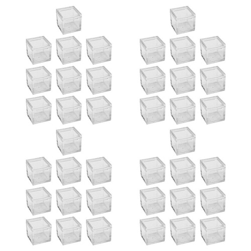 40Pcs Acrylic Box Trays for 0.39Inch 10mm Elements Cubes Clear Case Periodic Table Bracket for Elements Collections