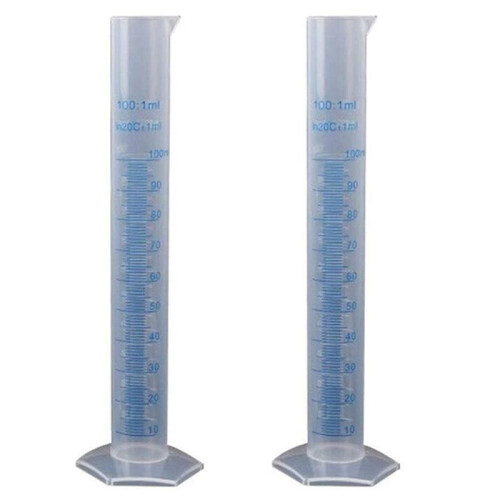 2X Measuring Cylinder Plastic Graduated Tube Tool for Lab(100Ml)