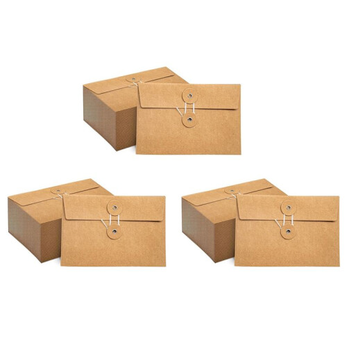 120 Pcs  Paper Envelopes with String Tie Closure Project Pockets Document Organizer, 4.53 X 6.7 Inches (Brown)