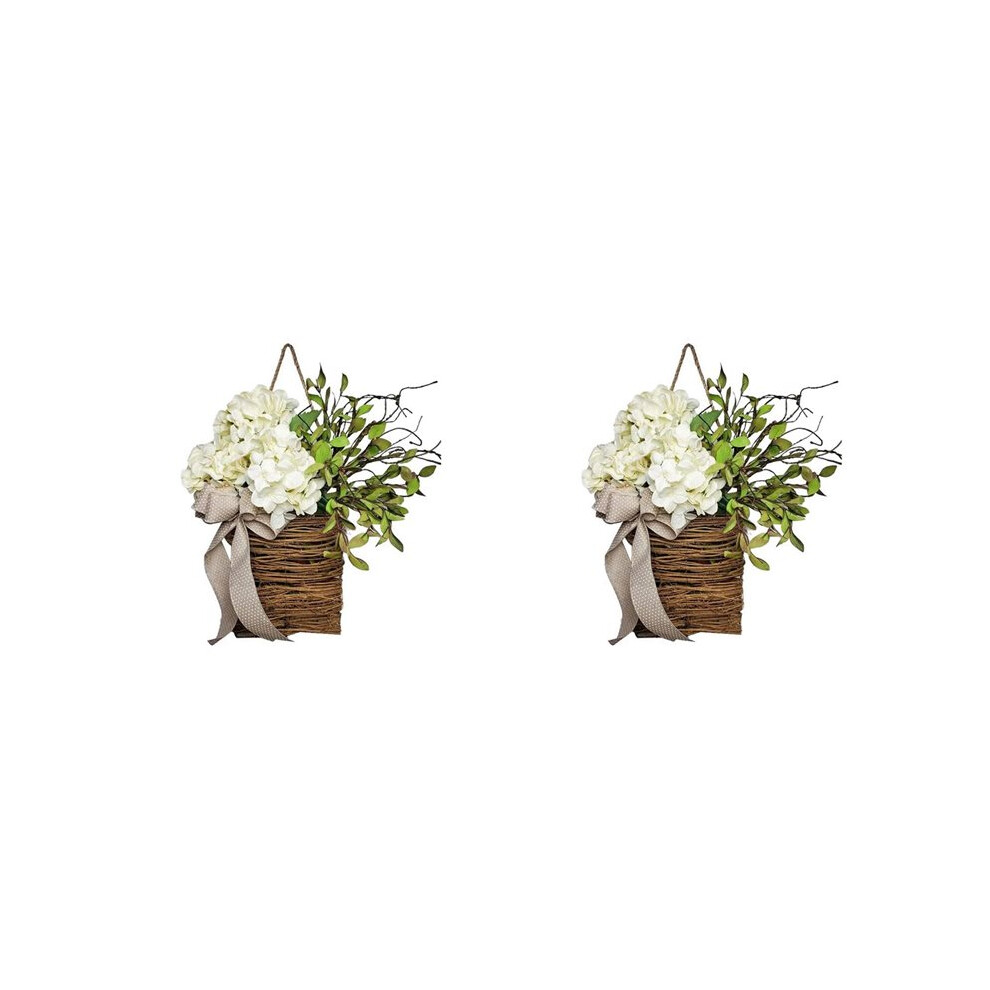 2X Spring Wildflower Door Hanging Basket Wreath Spring Welcome Sign Easter Day For Front Door, Home Decor 6031599927977