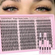 Lash Clusters Kit Wispy Eyelash Clusters Lashes Natural DIY Lash Extension Kit 10-16mm Cluster Eyelash Extensions Kit 300pcs C Curl Individual Lashes
