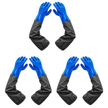 6X Gants Longs en Caoutchouc, Gants Longs Imperméables et Gants Imperméables Très Résistants pour les Travaux Nocifs et Acides