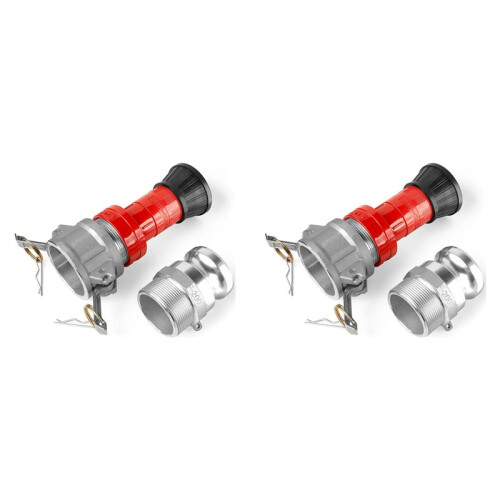 2X Bocal de Mangueira de Incêndio, 2 Polegadas NPSH HeavyDuty Industrial Fire Hose Constant Flow Fog Nozzle com 2 Peças 2 Polegadas Camlock Fitting