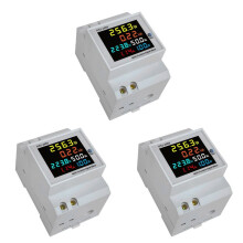 3X Din Rail AC Monitor 6IN1 250-450V 100A Voltage Current Power Factor Active KWH Frequency Meter VOLT AMP