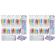 100 Pieces Beadable Pens Kit,Colors Plastic Beaded Ballpoint Pens Bulk Foil Thank You Cards for Office School