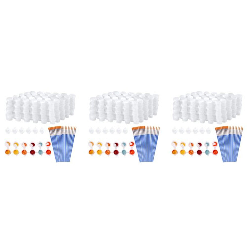 60 Strips 360 Pots Empty Paint Strips and 60 Pieces Paint Brushes,Paint Cup Clear Plastic Storage Containers,3Ml/0.17Oz