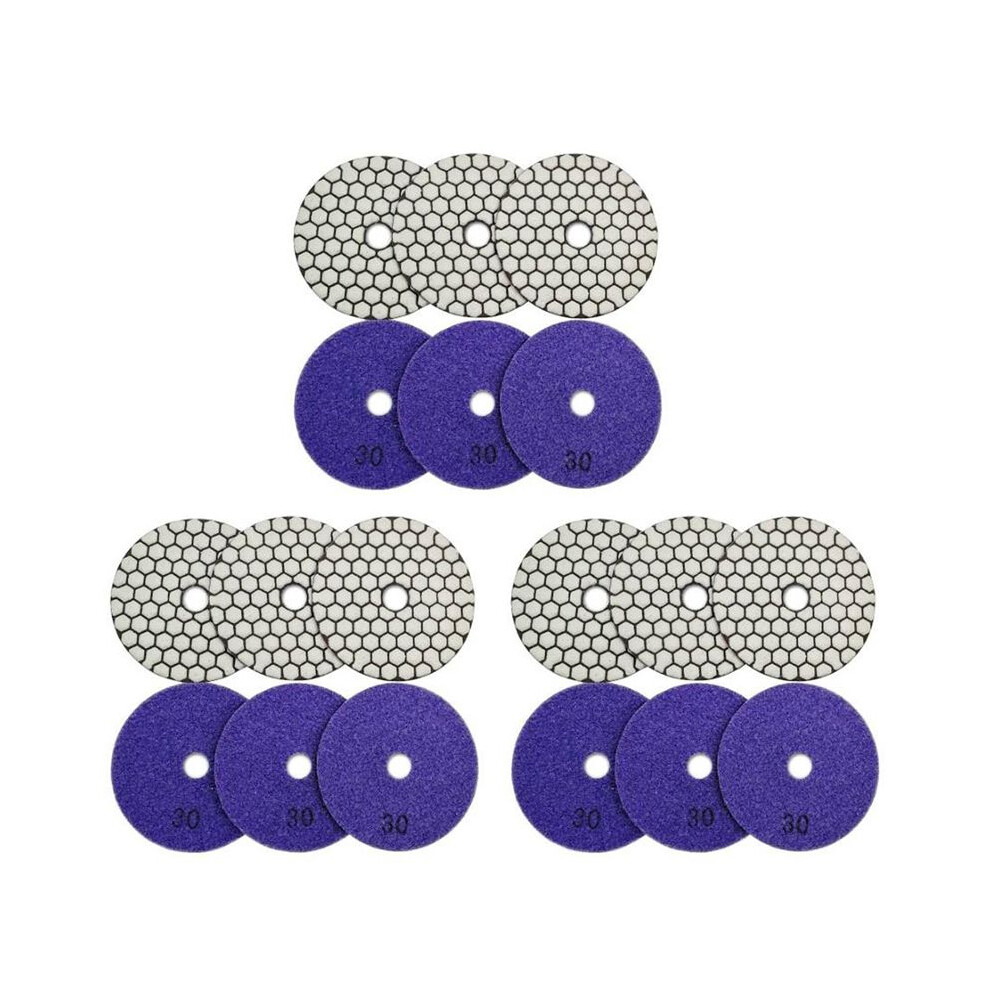 Photos - Grinder / Polisher 18Pcs Dia 4inch/100mm Grit 30 Diamond Dry Polishing Pads Resin Bond Flexible Dry Sanding Disc for Granite Marble Ceramic