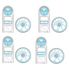 8 Pcs Multifunctional Geometric Ruler Plastic Circle Drawing Tool Drafting Templates Clear Graphic Design Tools