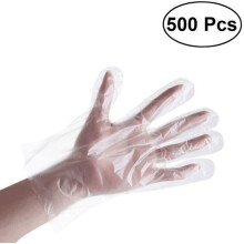 Confezione da 500 guanti monouso in plastica PE per la pulizia domestica, industriale e della cucina.