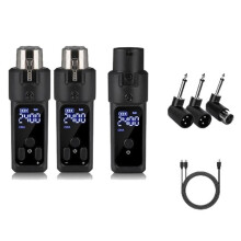 2.4G Wireless XLR Adapter System for Microphone Transmitter Receiver Suitable for Guitar Audio Mixer with Dynamic Microphone