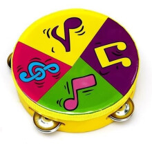 Tambourin en bois avec notes de musique, tambourin à main, tambourin à grelots, instrument de musique adapté aux enfants