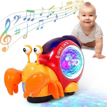 Musical Toy - Baby Musical Toys - Interactive Crab - Red - Lights and Sounds - 0 months+