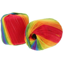 Cotton yarn, 2 rolls of rainbow-colored cotton yarn, craft yarn, hand crochet yarn