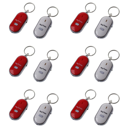12pcs Whistle Lost Key Finder Flashing Beeping Locator Remote Keychain LED Ring