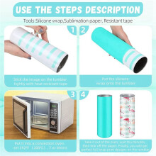 Sublimation Tumblers Silicone Bands Sleeve Kit, Including 4 Silicone Mug Wrap 4 Heat Press Tapes and Heat Gloves