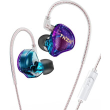 Auricolari in-ear, auricolari cablati Super Bass con cavo migliorato, auricolari con suono stereo 1DD (blu e viola)