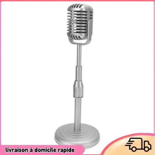 Dilwe Vintage Microphone Propeller Model Simulation Old-Fashioned Microphone Model with Stable Base and Video Silver