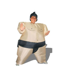 Costume da sumo gonfiabile unisex per adulti - Costume in peluche 100% poliestere - Beige e nero