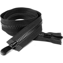 70cm zipper, 8 double slider zippers, jacket zippers, for sewing, jackets (black)