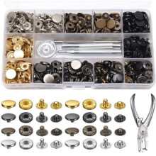Kit de boutons-pression, ensemble de 120 boutons-pression métalliques avec pince à poinçonner et kit d'outils de fixation en 4 pièces
