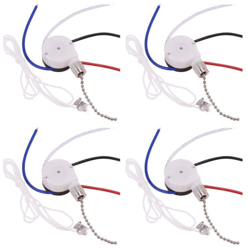 4X Ceiling Fan  Kit 3 Speed 4 Wire, Zipper Speed Control , ZE-208S Pull Wire  with Rope Silver