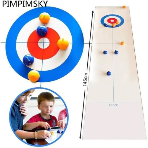 Επιτραπέζιο παιχνίδι curling - PIMPIMSKY - Σετ 8 μπλε και κίτρινων γλαστρών