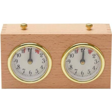 Schaakklok, analoge houten schaakklok, mechanische timer, wedstrijdteller, hoge kwaliteit
