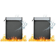 2X Borsa Portadocumenti Ignifuga, Borsa Portadocumenti Impermeabile con 2 Tasche, Borsa Portasoldi Ignifuga per Contanti, per File/Oggetti di Valore