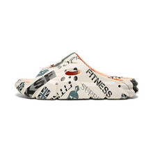 (EU 40, Beige) Men's Summer Printed Sandals - Non-Slip Thick Cushion Slides, Outdoor Indoor Comfort Slipper Shoes for Beach & Home