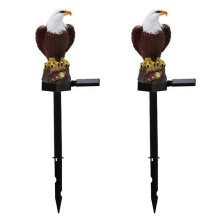 2X Solar Garden Light Resin Bald Figurine Dusk Dawn Solar Yard Light Animal Solar Stake Light Outdoor Decorative