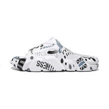 (EU 38, White) Men's Summer Printed Sandals - Non-Slip Thick Cushion Slides, Outdoor Indoor Comfort Slipper Shoes for Beach & Home