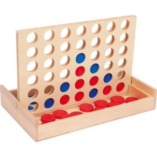 Vier gewinnt-Brettspiel, Reisegröße, Vier gewinnt-Reiseversion in einer Holzbox
