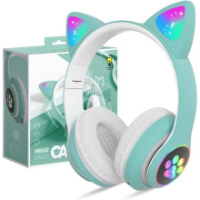 Cuffie wireless Bluetooth per bambini, simpatiche cuffie audio wireless pieghevoli con orecchie di gatto per bambini Bluetooth 5.0