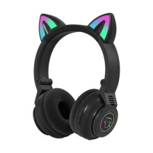 Cuffie auricolari RGB con Bluetooth 5.0, controllo del volume, per adulti e bambini, ideali per PC, gaming e laptop, colore nero.
