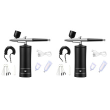 2X Air Brush Nail Oxygen Injector Air Compressor Kit Paint Sprayer for Art Tattoo Cake Fog Mist,Black