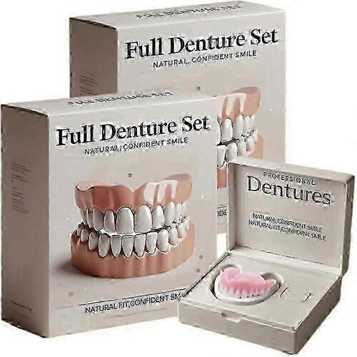 (2pcs) 1/2/3x Advanced Customized Full Denture Set, Silicone Reline Denture Set