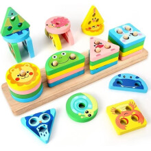 Montessori Toy for Ages 1-3, Boys and Girls, Wooden Stacking Toy, Color Recognition, Shape Sorters